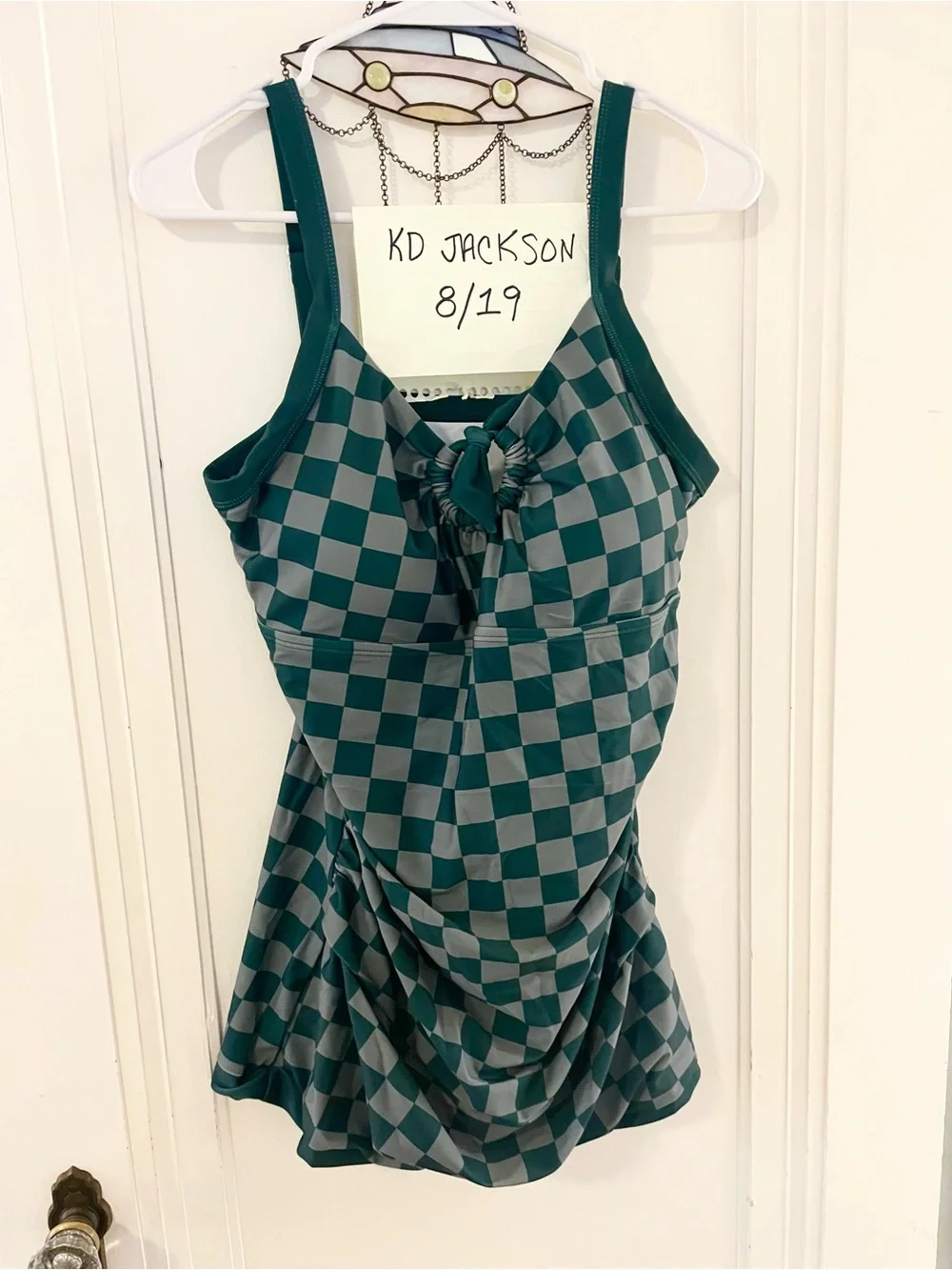 Women’s Green Checkerboard Swimsuit